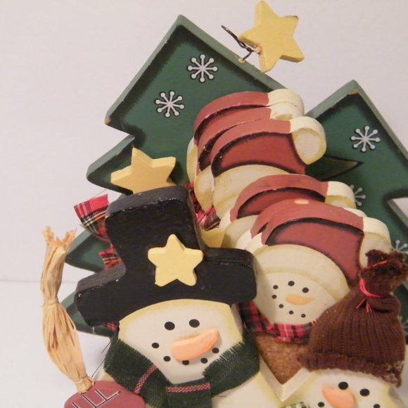 Snowman Coaster Set 7 Piece Wood and Cork Set -Great condition - Picture 5 of 8